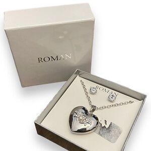 Heart Pendant Necklace with Earrings